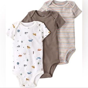 3pk Organic Carter's Brown Animal Print Onesies